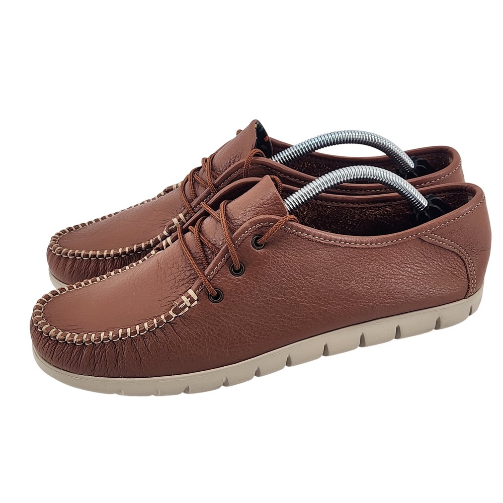 SAS Breezy II Lace Up Moc Womens 9N‎ Brown Comfort Shoes Leather Loafers